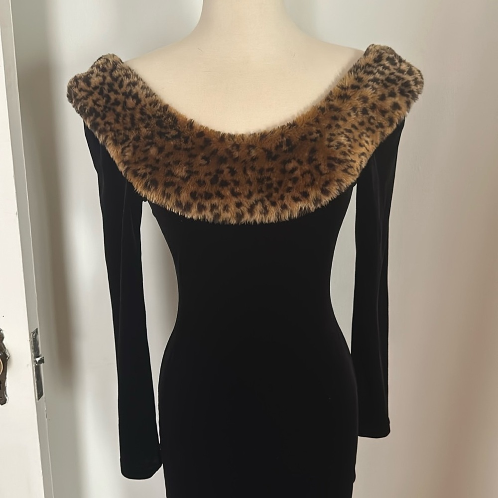 Vintage velvet and leopard print party dress